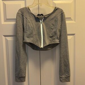 Crop top hoodie with reflective zipper